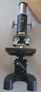 Vintage Microscope. Intras 100/200/300X. Original Wooden Box. Slides, Literature - Picture 1 of 10