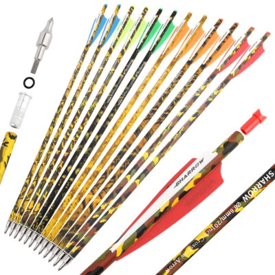 12X Archery Carbon Bolts Arrows 16" 17" 18" 20" 22" Vanes Mini Bow Hunt Shoot - Image 1 of 4