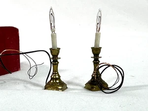 Miniature Dollhouse Brass Lamps 1:12 Clare Bell Electrified Table Light Wired - Picture 1 of 11