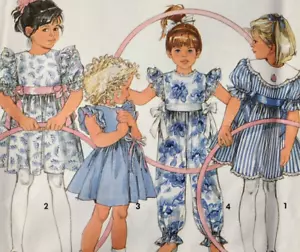 UC Simplicity 7694 Sew Pattern Little Girl Sz 2-4 Jumpsuit Dress Flutter Sleeves - Picture 1 of 4