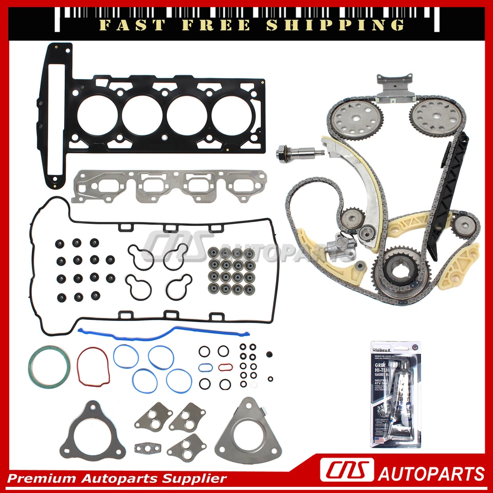 Head Gasket Set Timing Chain Kit Fits 02-06 Chevrolet Saturn 2.2L Foto 1 de 4