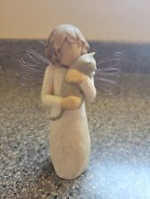 NEW w/o BOX~WILLOW TREE☆WITH AFFECTION☆ANGEL HOLDING A CAT~HAND CARVED~5" Tall