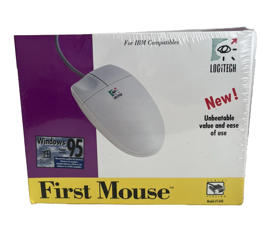  Logitech First Mouse Wheel PS/2 Wired Trackball Model 1340 NEW  - Image 1 of 4