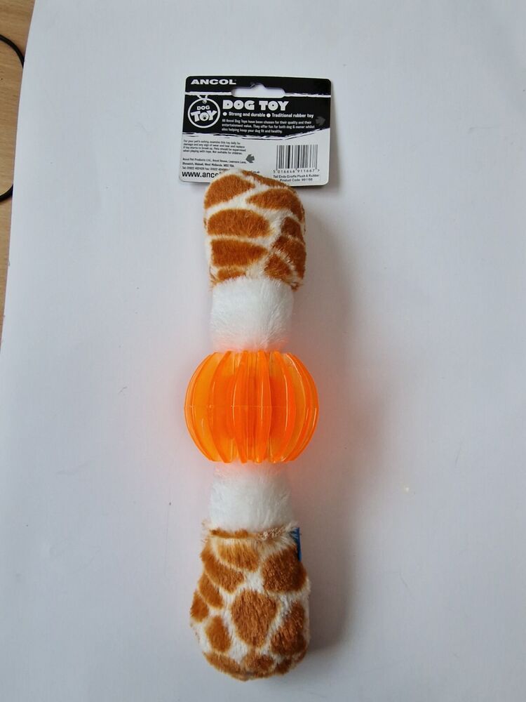 Ancol Dog Squeaky Tug Toy Bird Giraffe Plush Fun Play Tail Ends Puppy Teething