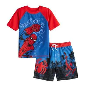 New Marvel Spider-Man Rash Guard & Trunks Swim Set 4 5/6 7 - Picture 1 of 2