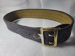 Sam Browne Basketweave Half Lined Waist Belt Size 28w Brass 2 1/4" Thickness - Picture 1 of 5