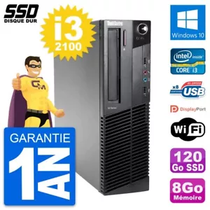 PC Lenovo ThinkCentre M82 SFF Intel i3-2100 RAM 8Go SSD 120Go Windows 10 Wifi - Imagen 1 de 3