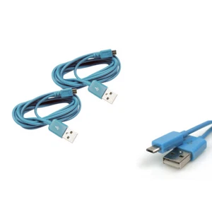 2X 6FT MICRO USB DATA SYNC CHARGER CABLE AQUA BLUE DROID RAZR HTC EVO ONE KINDLE - Picture 1 of 1