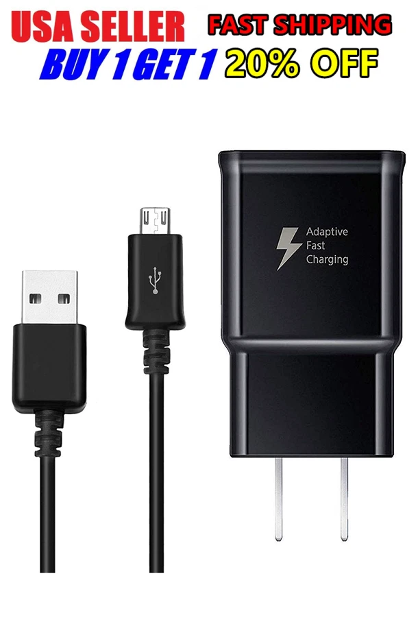 Fast Rapid Wall Charger Charging Cable Cord For Samsung Galaxy S6 S7 Cell Phone - Image 1 of 3