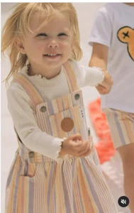 Huxbaby HUX Baby Girl's Multi Striped Overall Dress Sz 4 - Picture 1 of 16