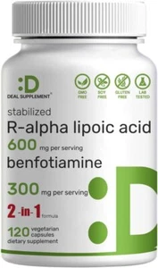 R Alpha Lipoic Acid 600Mg with Benfotiamine 300Mg per Serving, 120 Veggie Capsul - Picture 1 of 5