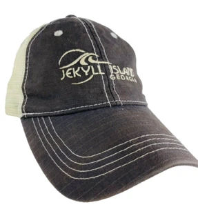 Jekyll Island Georgia Embroidered Mesh Baseball Hat Gray Cap Snap Adjustable - Picture 1 of 9