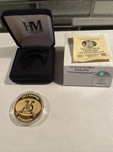 Pittsburgh Steelers Highland Mint 75th Anniversary 24KT Gold Overlay Medallion - Picture 1 of 2