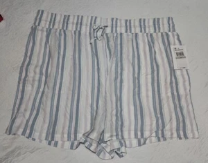 NWT Love, Fire Sleep Shorts White/Blue Stripped Size 1X - Imagen 1 de 5