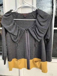Fevel women’s jacket/3/4 sleeve/gray /mustard/ Zipper/size S - Picture 1 of 2