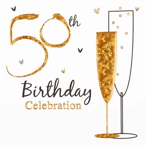 Paquete múltiple de 36 tarjetas holográficas de fiesta de cumpleaños 50 invitaciones y sobres DP283 - Imagen 1 de 1