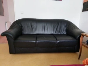 Schwarzes Ledersofa 3-Sitzer IKEA, sehr gepflegt. - Bild 1 von 4