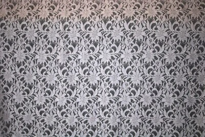 EMBROIDERED FLORAL LACE FABRIC WITH BEAD SPARKLE LT BABY PINK 55" WIDE BY YARD - Image 1 of 4