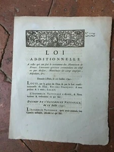 militaria LOI additionnelle le traitement fourrage Imp. Royale 20 Juillet 1791 - Imagen 1 de 2