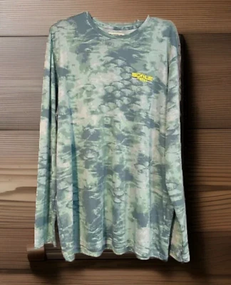 Magellan Outdoors Scale Tech 2XL Long Sleeve T-Shirt Blue Green Camo Fish Gear - Image 1 of 4