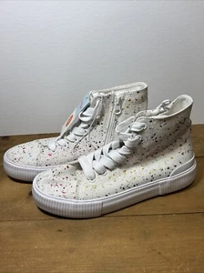 GIRL'S CAT & JACK HIGH TOP Glitter SNEAKERS ZIP & TIES SZ 3 - Picture 1 of 1