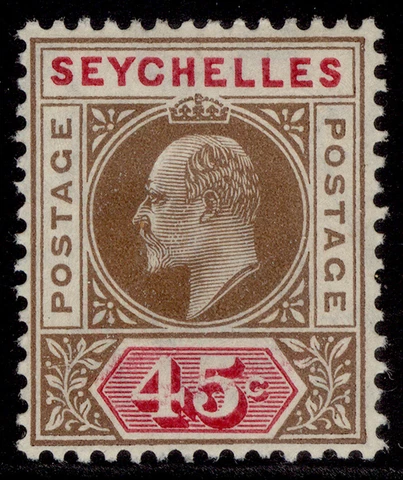 SEYCHELLES EDVII SG67, 45c brown & carmine, M MINT Cover