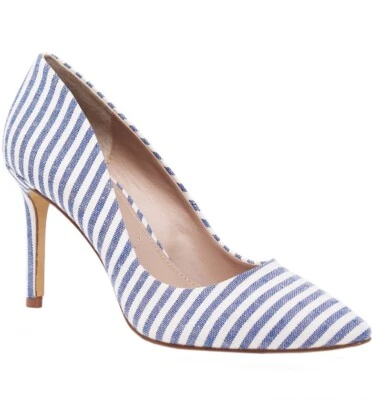Zapatos de tacón MERONA a rayas punta tacón de aguja informal carrera cóctel azul 10 Foto 1 de 4