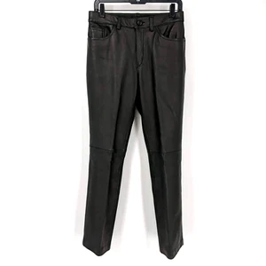 Pantalones de cuero Brandon Thomas de tiro alto ajustados de pierna recta negros para mujer talla 8 - Imagen 1 de 7