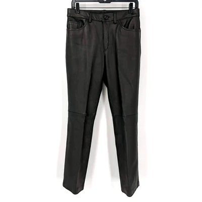 Брюки Brandon Thomas кожаные с высокой посадкой узкие прямые штанины черные женские размер 8 - Изображение 1 из 4