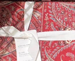 NEW POTTERY BARN BLAIR PAISLEY PERCALE DUVET COVER KING CAL KING NWT - Picture 1 of 3