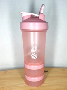 Pink Blender Bottle 22 oz Shaker, 2 Prostak Powder Jars and Supplement Storage - Picture 1 of 7