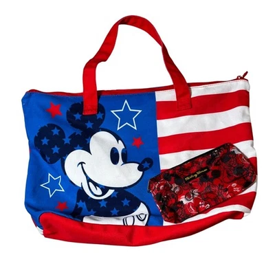 Bolso de Mano Patriótico Disney Mickey Mouse y Bolsa con Cremallera Viaje Rojo Blanco Azul Foto 1 de 4