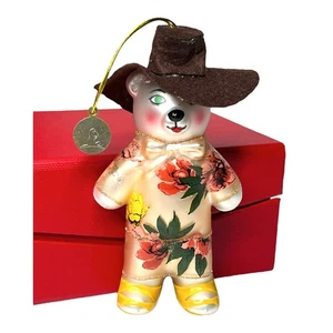Mini Bear Glass Ornament Melissa McCarthy Cowboy 2016 St Jude Limited Ed 154/410 - Picture 1 of 6