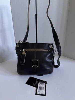 Bolsa de ombro Tignanello couro preto pebbled macio tiracolo nova sem etiquetas - Imagem 1 de 4