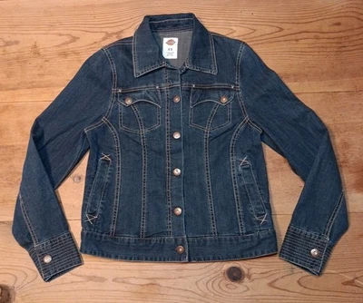 Dickies Denim Jean Jacket Trucker Women XS Silver Metal Buttons Cotton Stretch  - Image 1 of 4