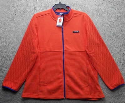 Lands' End Grid Fleece Jacket Womens XXL Orange Long Sleeve Mock Neck Full-Zip - Image 1 of 4