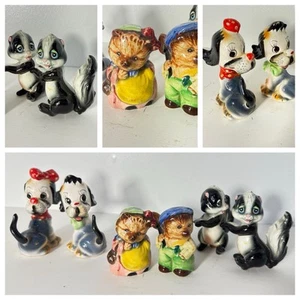 Menge 3 Paar anthropomorphe Salz Pfefferstreuer Japan Igel Stinktiere Hunde - Bild 1 von 14
