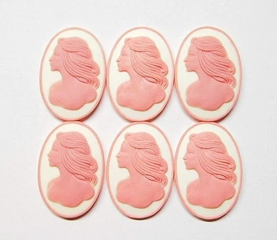 8 Винтажный розовый / белый 25 x 18 мм голые плечи шикарный женщина смолы камео кабошон - Изображение 1 из 4