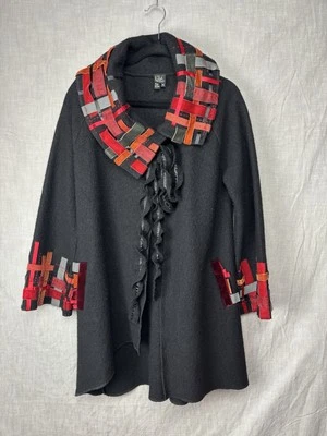 Abrigo Chaqueta CoVelo Negro Lana Terciopelo Talla M Boho Artístico Arte Para Usar Asimétrico Foto 1 de 4