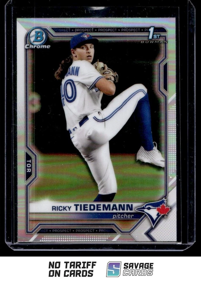 2021 Bowman Draft Chrome Refractor Ricky Tiedemann #BDC-89 Toronto Blue Jays - Image 1 of 3