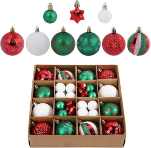 44Pcs Christmas Ball Green Red White Christmas Ornaments Set for Garden Backyard - Picture 1 of 6
