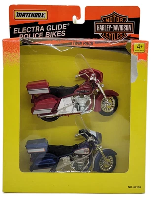MATCHBOX 1995 Harley-Davidson Motorcycles Electra Glide Police Bikes Twin Pack - Image 1 of 4