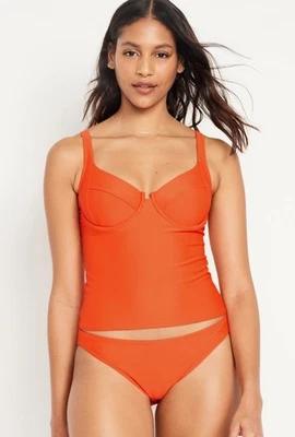 OLD NAVY Coral Orange Tankini Top Swim Top Bra Underwire Size M.  NWOT - Image 1 of 4