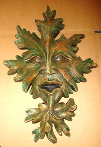 Oak Leaf Green Man Wall Sculpture Home Garden Decor 16" - Picture 1 of 6