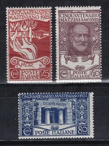 ITALY 1922 AUTHOR MAZZINI 50th ANNIVERSARY SET SCOTT 140-142 PERFECT MNH - Picture 1 of 1