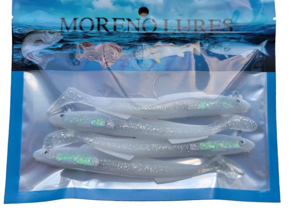  1oz. Sand Eel Lures                                 4 Per Pack (White Sparkle ) - Image 1 of 1