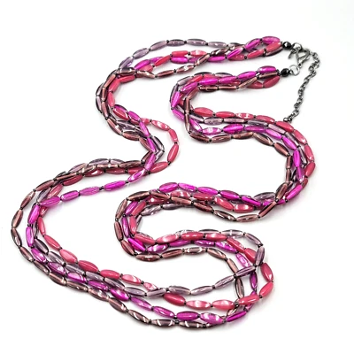 Collar Premier Designs Tonos de Púrpura Cuatro Hilos Largo 38" Foto 1 de 4