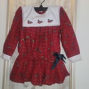 vintage toddler dress 3t Good Lad Duck Christmas Holiday smocked dress l/s