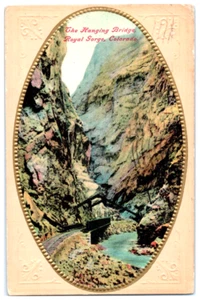 Postkarte geprägte Grenze Die Hängebrücke Royal Gorge Cañon City Colorado 1911 - Bild 1 von 3