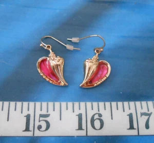 ~ Iridescent Paua Seashell Earrings ~ Conch Shells ~ Pink ~ Nickel-Free Hooks ~ - Picture 1 of 3